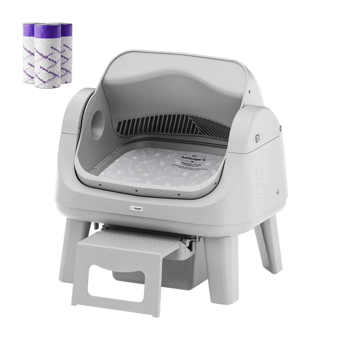 Petpivot AutoScooper 12 Lite Open-Top Automatic Self-Cleaning Cat Litter Box with Accessible Front Step and Enhanced Safety Features, No App Required