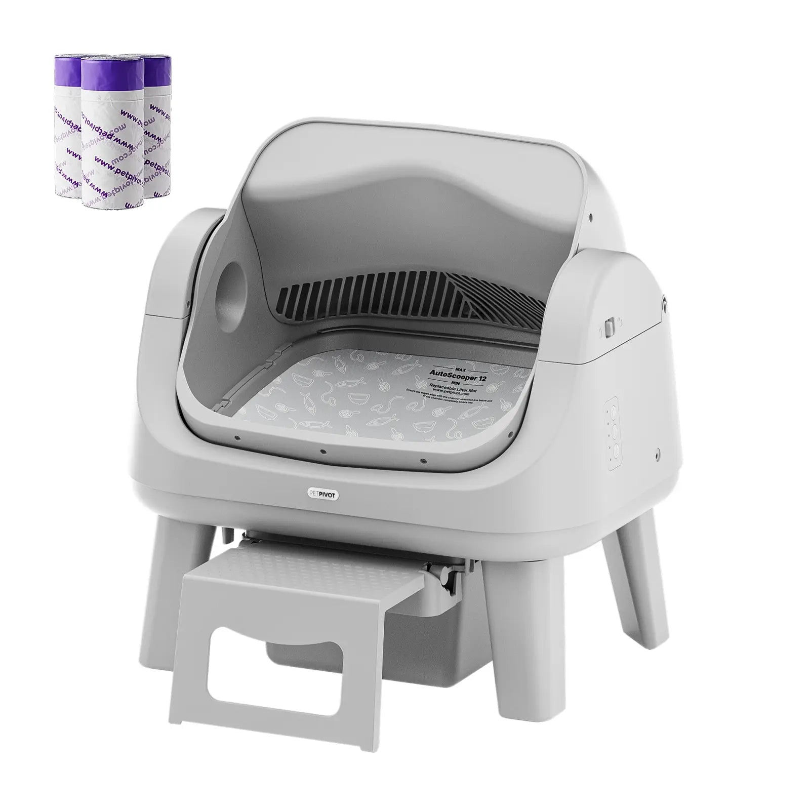 Petpivot AutoScooper 12 Lite Open-Top Automatic Self-Cleaning Cat Litter Box with Accessible Front Step and Enhanced Safety Features, No App Required