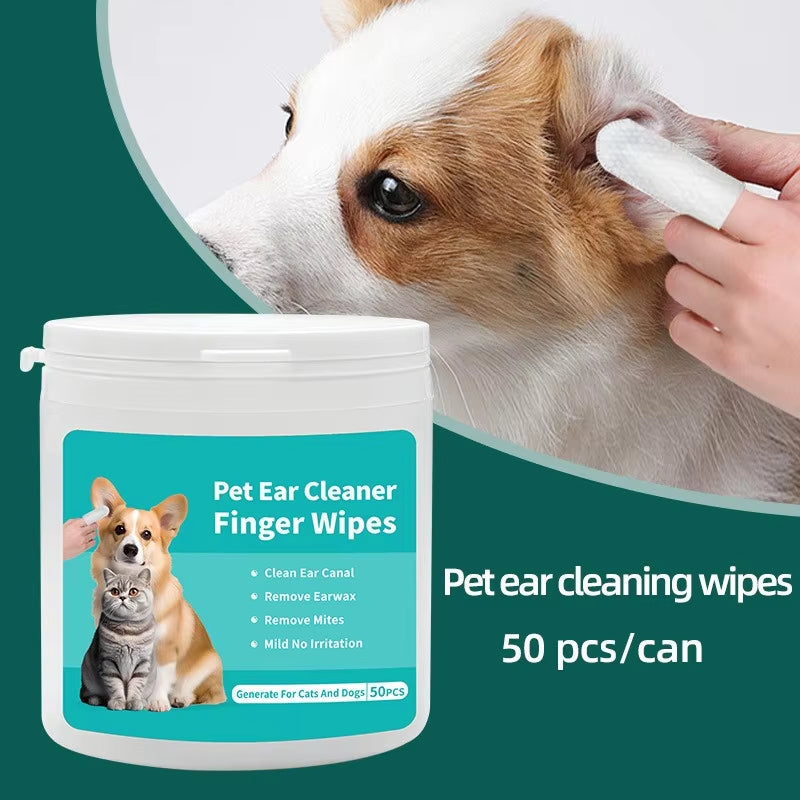 Pet Ear Cleaning Wipes - Disposable Ear Care Finger Covers for Convenient Cleaning of Ear Mites in Dogs