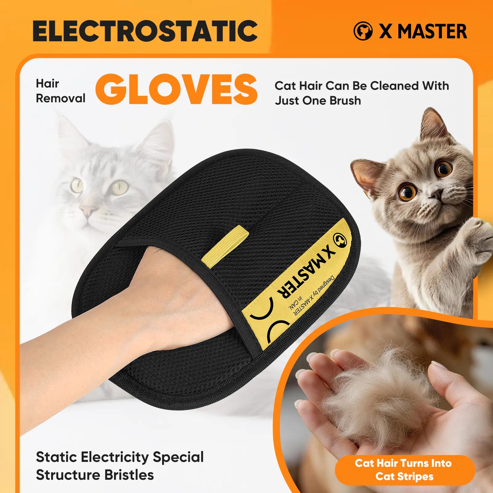 Upgrade Pet Hair Remover Electrostatic Gloves-1Pcs，Reusable Pet Hair Removal Glove for Cats & Dogs, Premium Cat & Dog Hair Remover Mitt for Couch Furniture Carpet Car Seat，#Summervibes