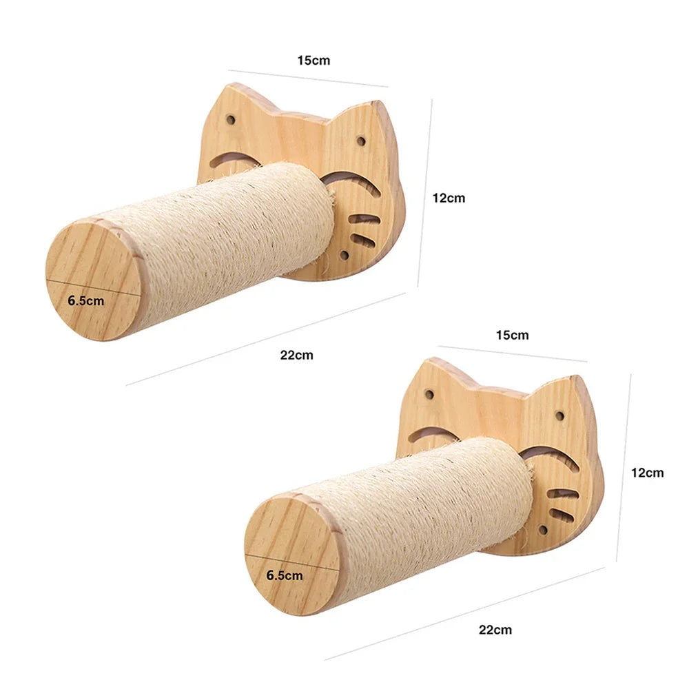 Multi-Level Cat Wall Climbing Shelf and Scratching Post with Enclosed Hiding House