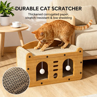 Small Size, Wooden Base, Geometric Patterns, Detachable Parts, Durable Pet Furniture, Spacious and Comfortable Bed, Indoor Cat Supplies with Scratching Surfaces Play Tree Gothic Natural Sisal Scratcher Interactive Ball Toy