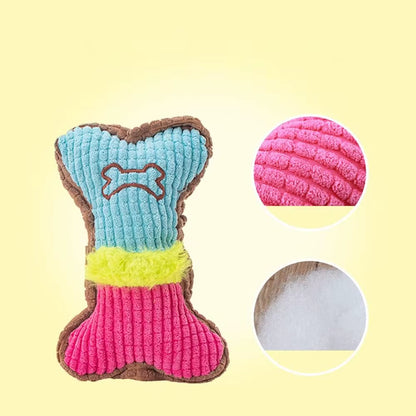 Plush Squeaky Bone Toy for Small to Medium Dogs - Durable Chew Toy for Aggressive Chewers and Dental Care