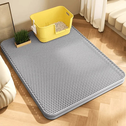 Extra Large Heavy-Duty Waterproof Cat Litter Mat with Two Layers, Non-Slip Design, and Washable Pet Floor Protection