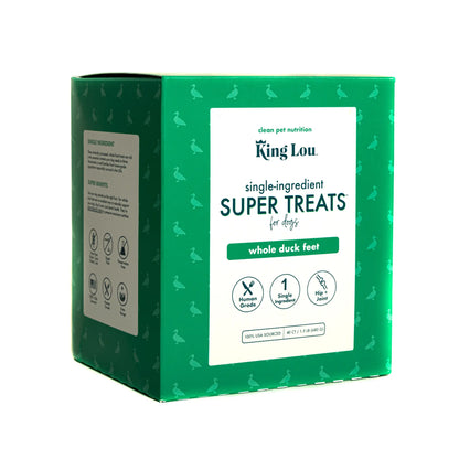 King Lou Premium Human-Grade Whole Duck Feet Dental Chews for Dogs - 100% All-Natural, Single Ingredient, USA-Made Pet Treats