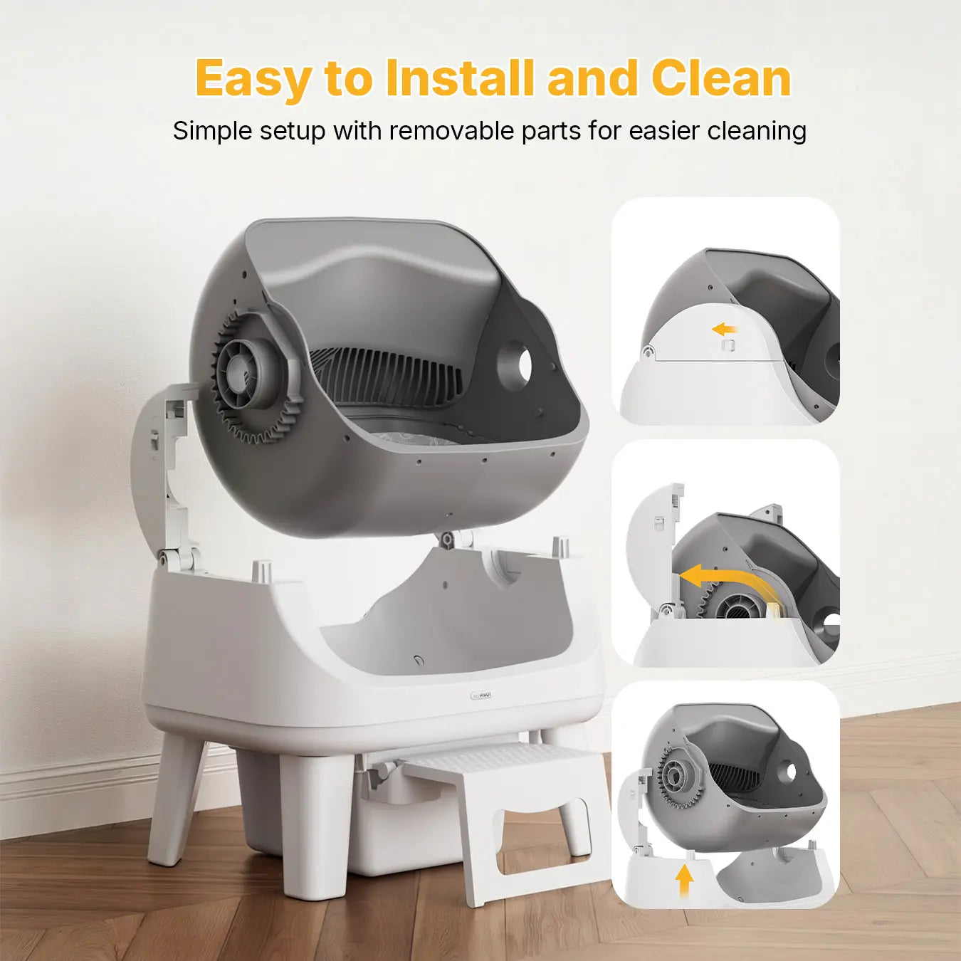 Petpivot AutoScooper 12 Lite Open-Top Automatic Self-Cleaning Cat Litter Box with Accessible Front Step and Enhanced Safety Features, No App Required