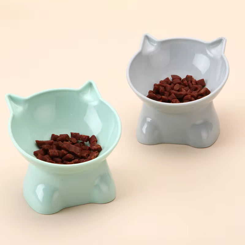 Elevated Cat Bowl with Angled Design for Enhanced Accessibility - Perfect for Cats and Small Dogs - Sleek Black Finish