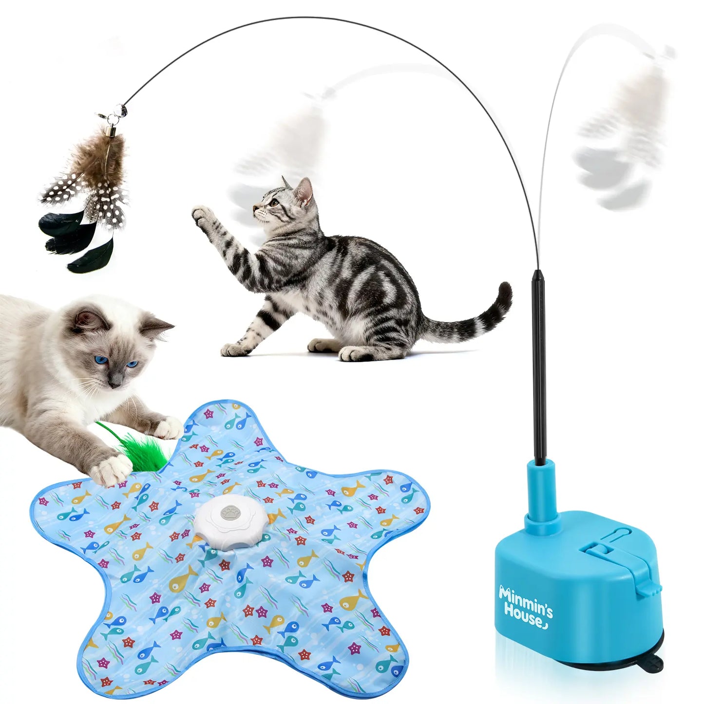 Rechargeable Interactive Feather Wand Cat Toy - Automatic Indoor Exercise and Engagement for All Breeds