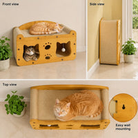 Small Size, Wooden Base, Geometric Patterns, Detachable Parts, Durable Pet Furniture, Spacious and Comfortable Bed, Indoor Cat Supplies with Scratching Surfaces Play Tree Gothic Natural Sisal Scratcher Interactive Ball Toy
