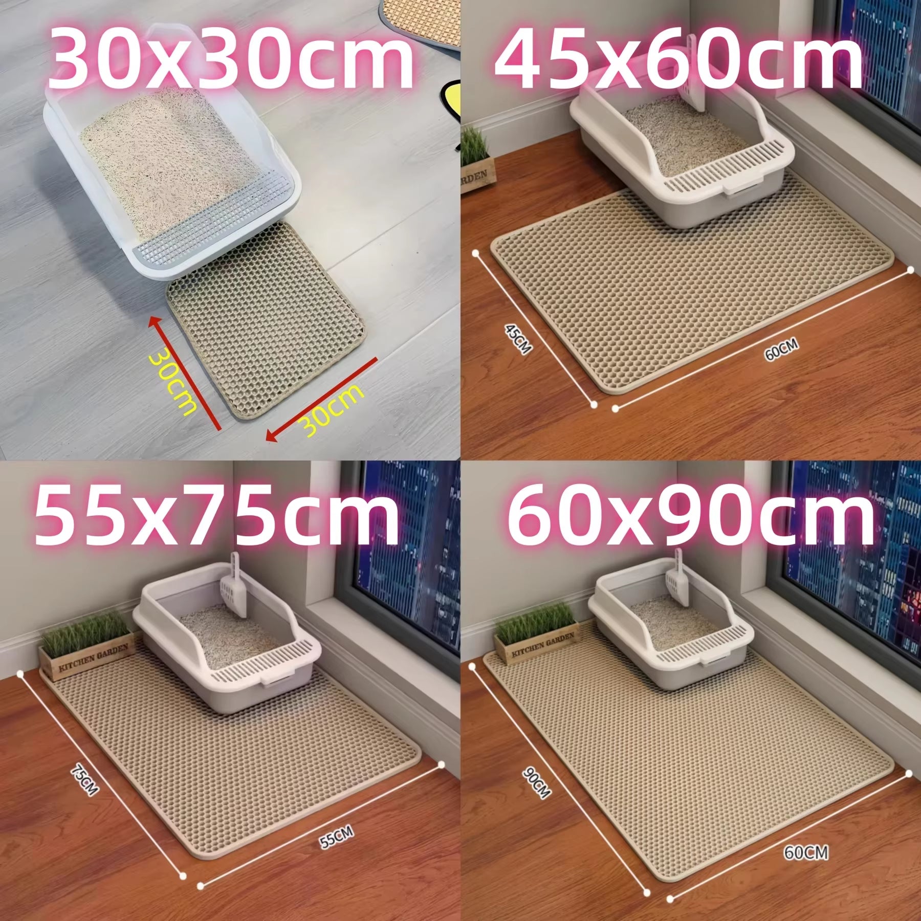 Extra Large Heavy-Duty Waterproof Cat Litter Mat with Two Layers, Non-Slip Design, and Washable Pet Floor Protection